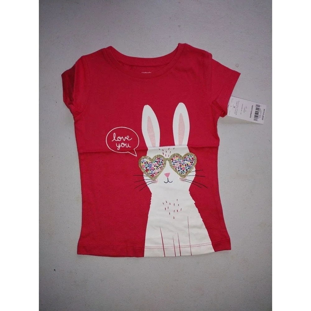 Carters Red Bunny Heart Sunglasses Love You T‎ Shirt Pants Set 4t